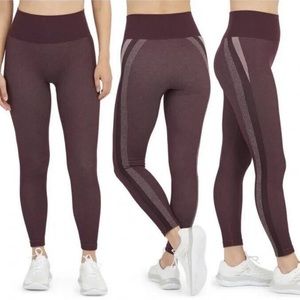 Spanx Look At Me Now Seamless Leggings Striped Jammy Plum Size L